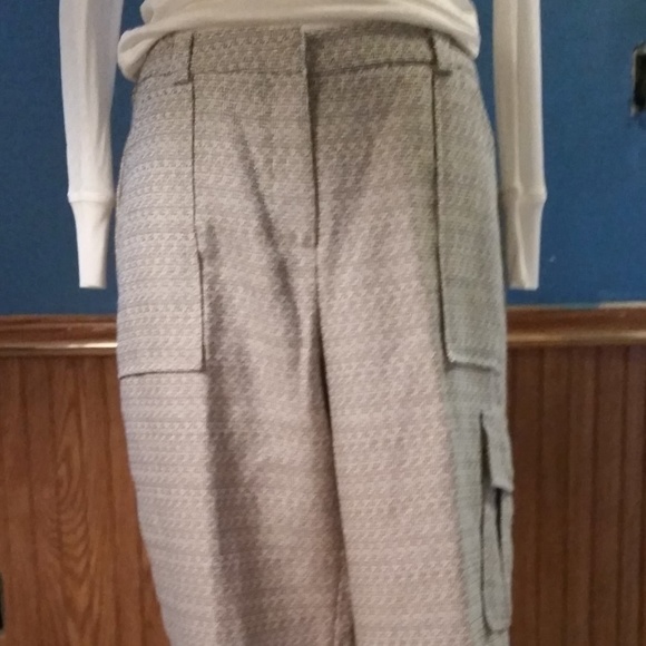 Leslie Fay Pants - Linen Blend Brown Cream Ivory Dress Pants